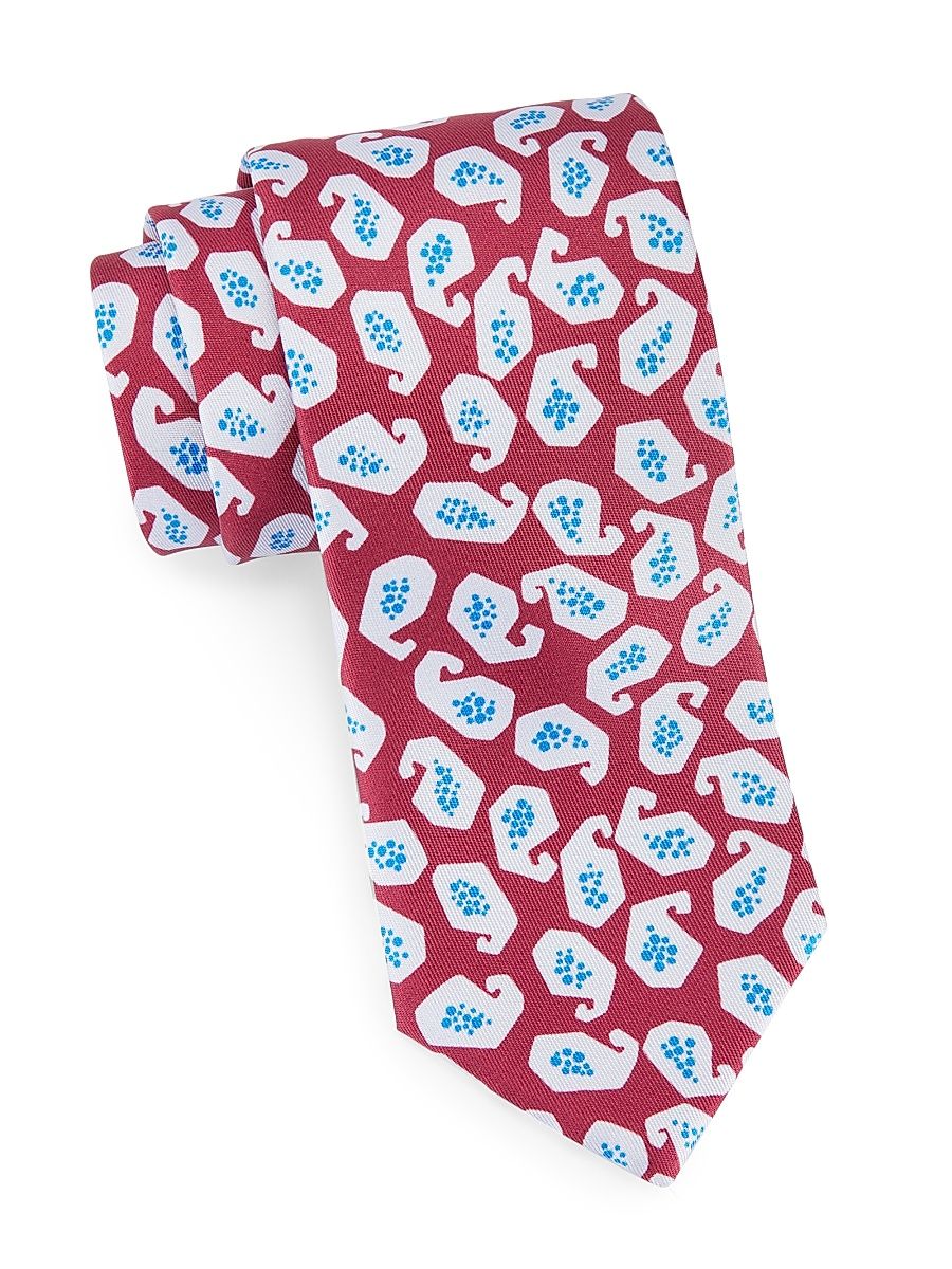 Men's Paisley Silk Tie - Red Blue
