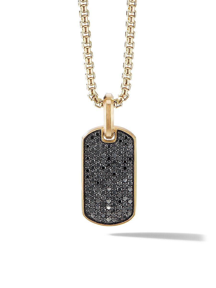 David Yurman Men's Chevron Tag in 18K Yellow Gold - Black Diamond