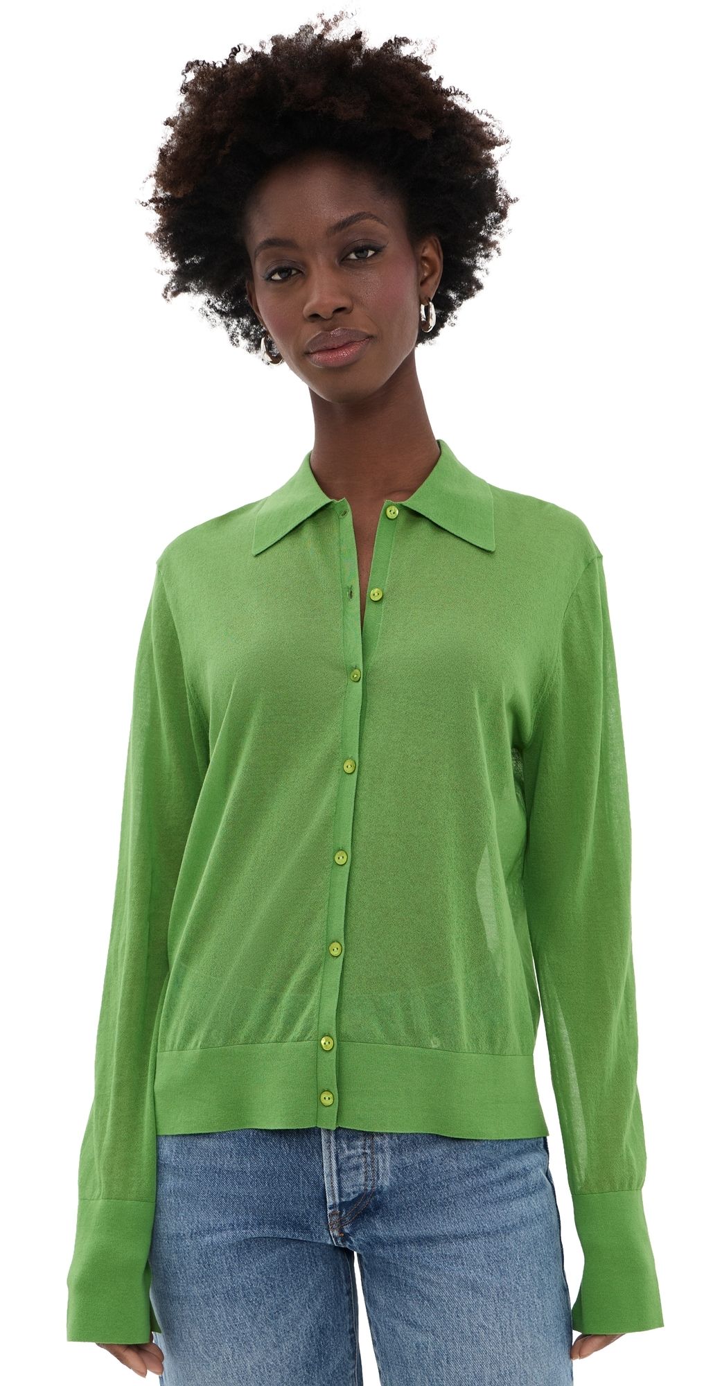 FRAME The Collared Cardigan Peridot XS
