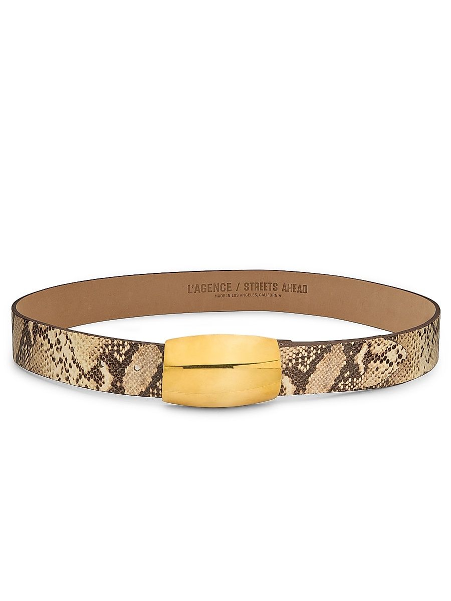 Women's Milou Snakeskin-Embossed Leather Belt - Mauve Multi Snake - Size Large