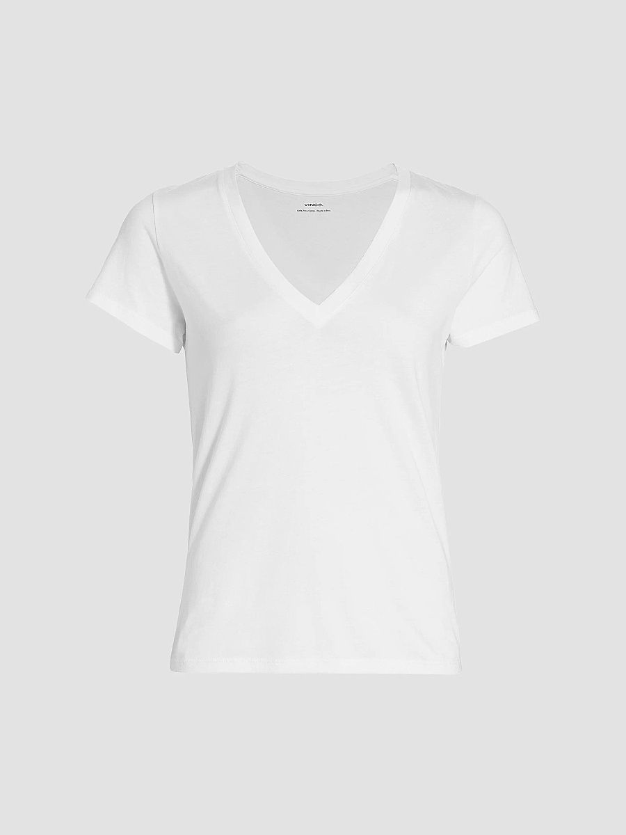 Vince Women's Plunging V-Neck T-Shirt - Optic White - Size Medium
