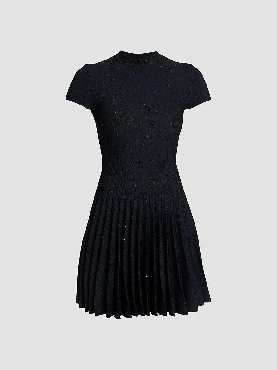 Balmain Women's Glittered Compact Knit Mini Dress - Bleu - Size 6