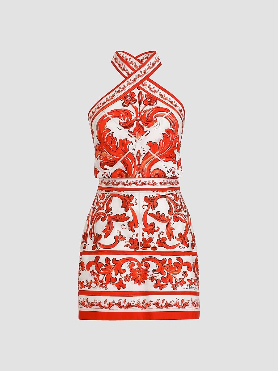Women's Majolica Cotton Poplin Mini Dress - Variante Abbinata - Size 10