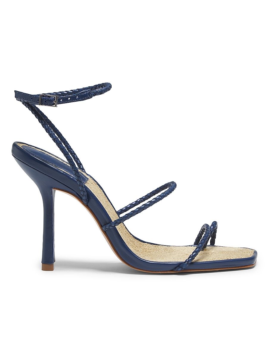 Women's Kaya 100MM Leather Stiletto-Heel Sandals - Infinite Blue - Size 10