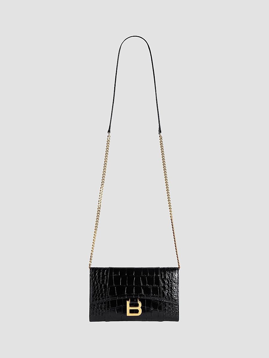 Balenciaga Women's Hourglass Wallet on Chain - Black