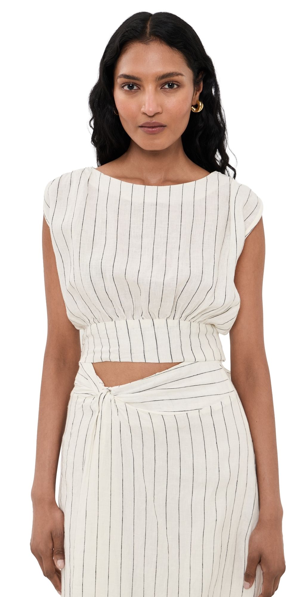 Merlette Shaan Stripe Top Ivory Black Stripe XXS