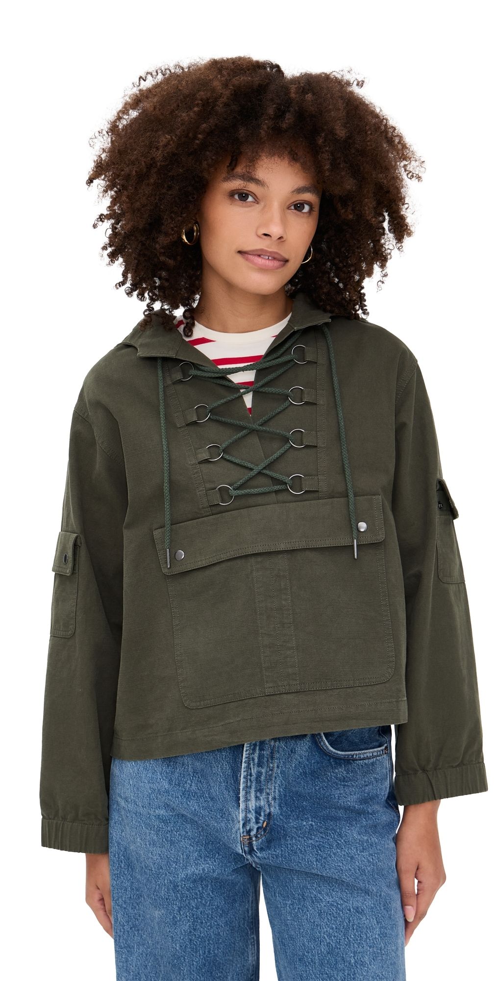 THE GREAT. The Utility Pullover Dusty Moss 2