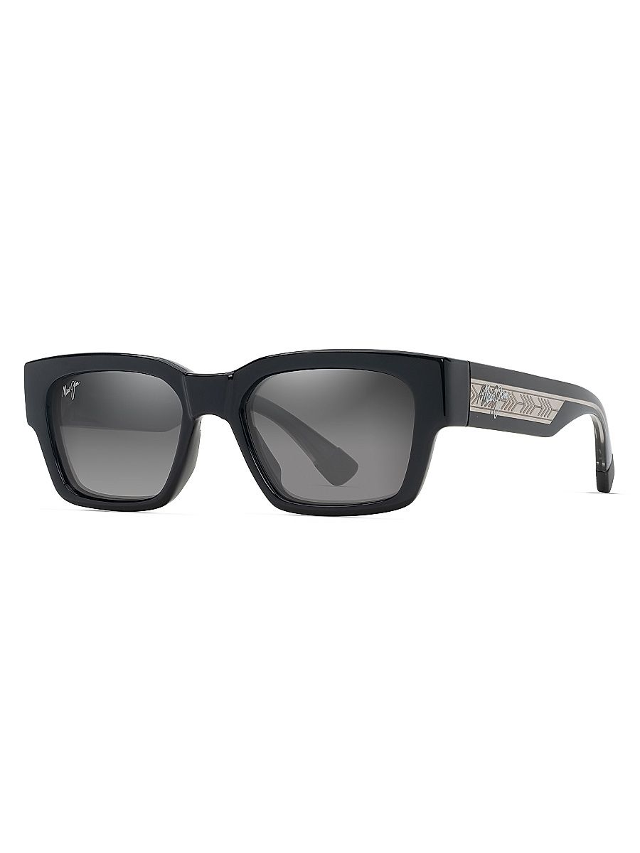 Men's Kenui 53MM Rectangular Sunglasses - Black Light Grey Gradient