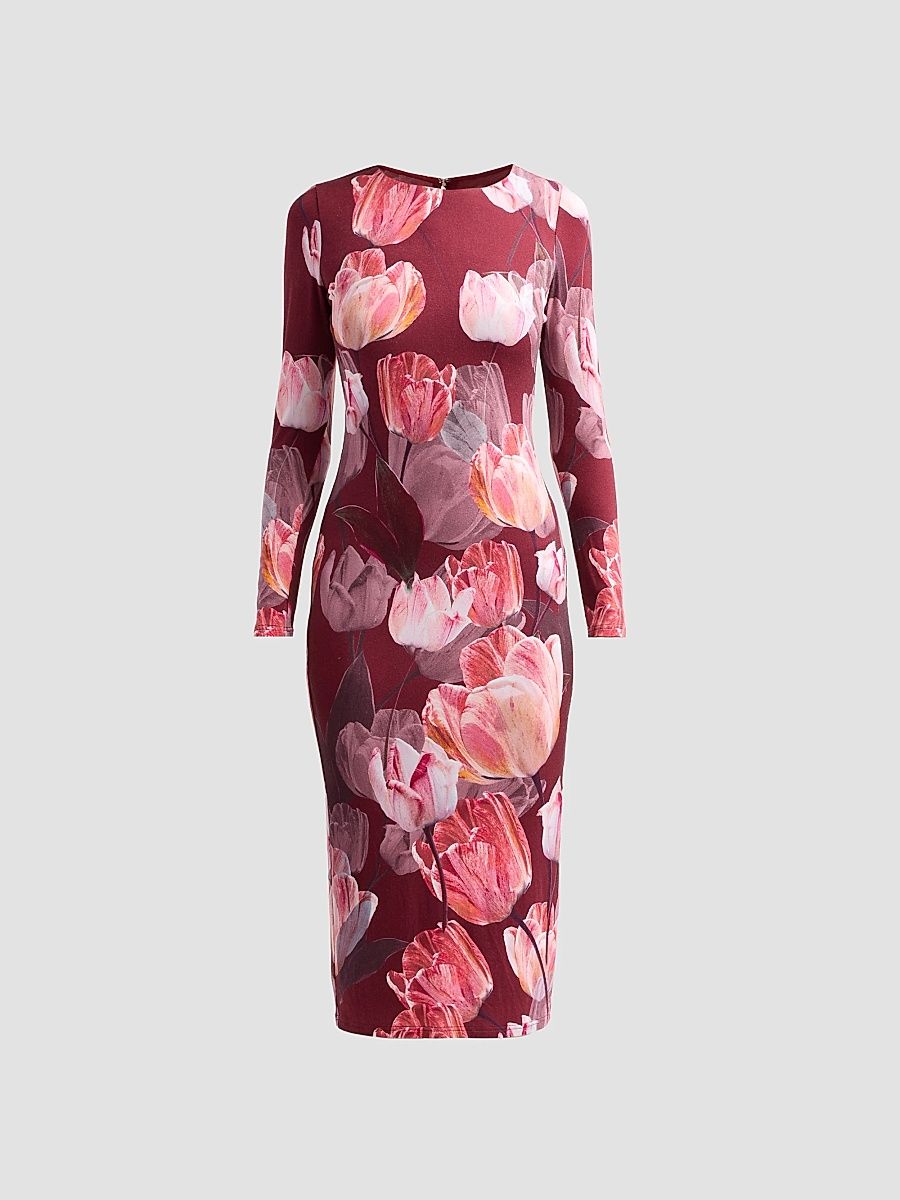 Women's Abbygail Floral Midi Dress - Red Multi - Size 12