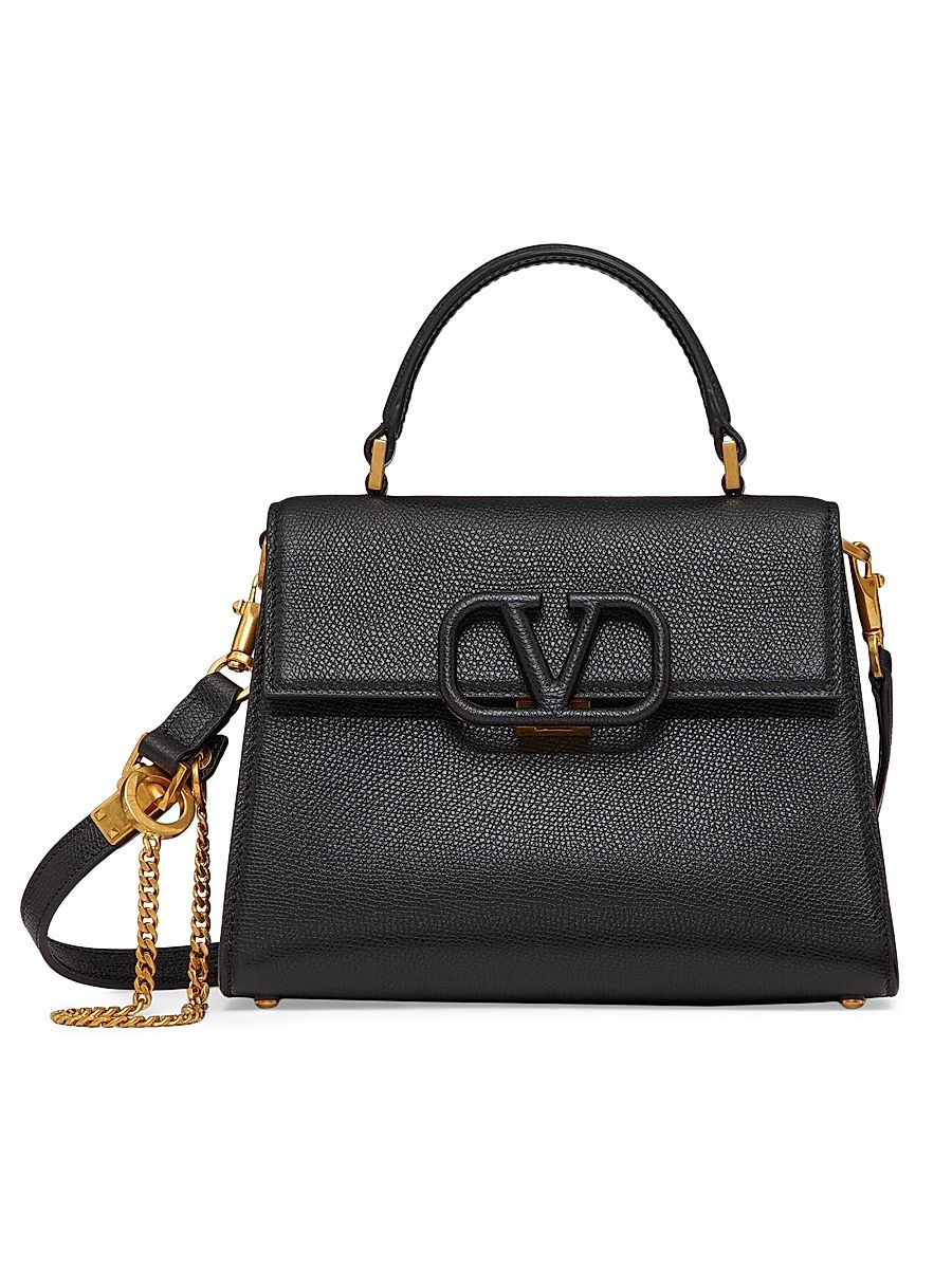 Women's Small VSling Grainy Calfskin Handbag - Black
