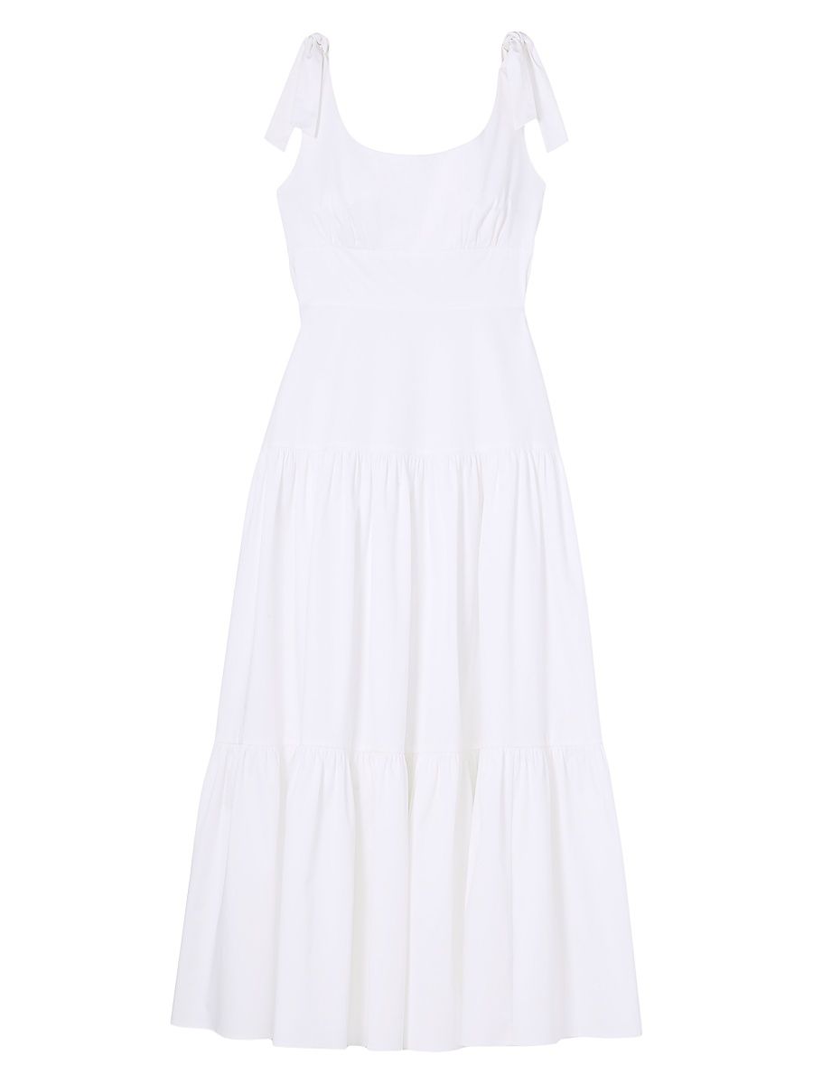 Women's Newport Cotton Poplin Tiered Midi-Dress - Fresh White - Size 8