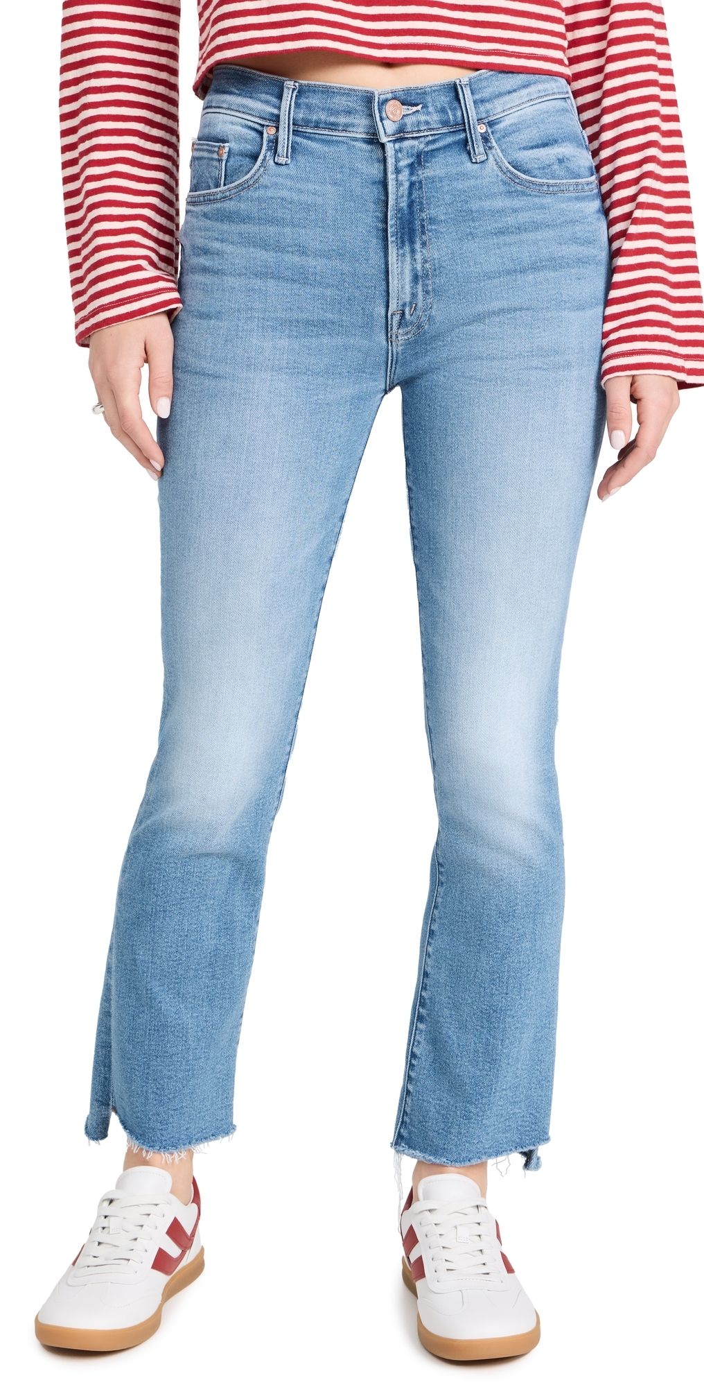 MOTHER The Insider Crop Step Fray Jeans Out of the Blue 33