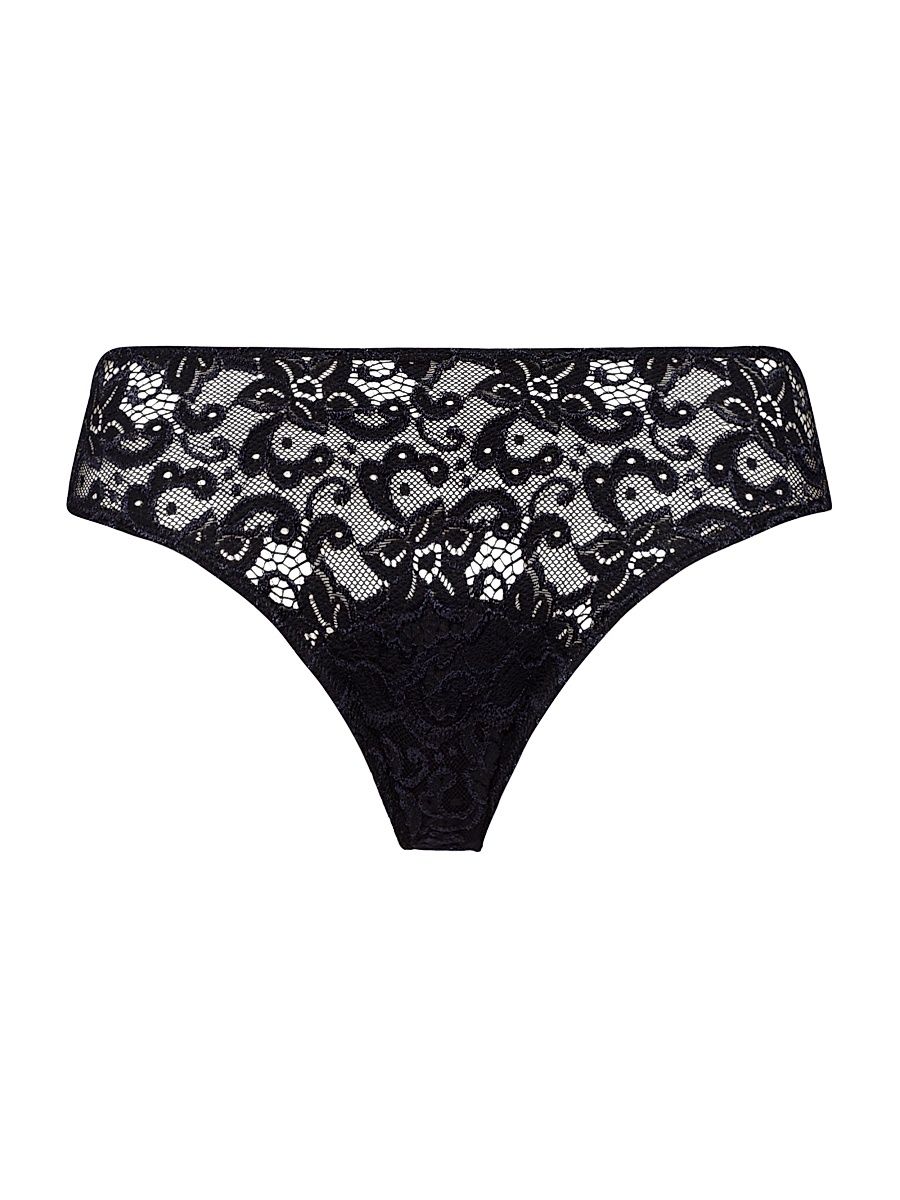 Women's Moments Floral Lace Briefs - Black - Size Large