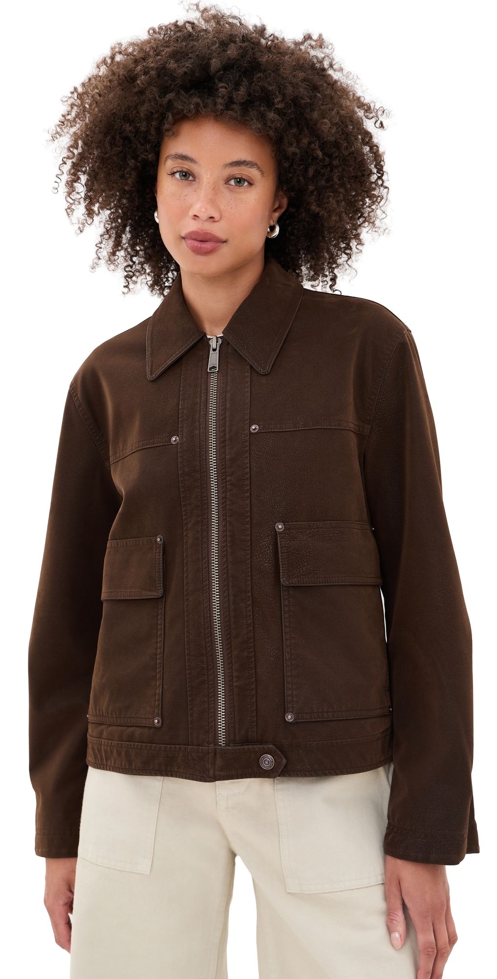 Free People Blair Vegan Suede Sierra Jacket Chocolate Torte L
