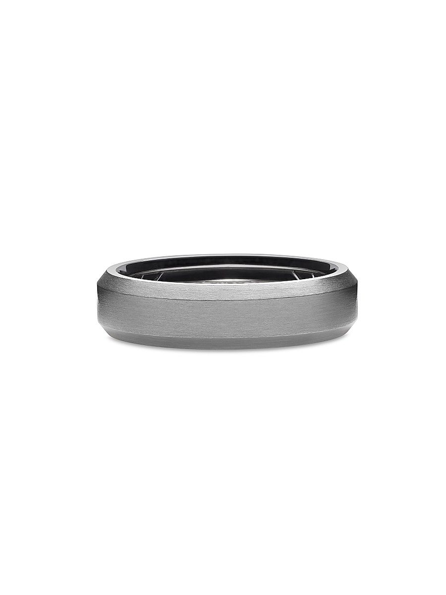 Men's Beveled Band Ring in Grey Titanium, 6mm - Grey - Size 7