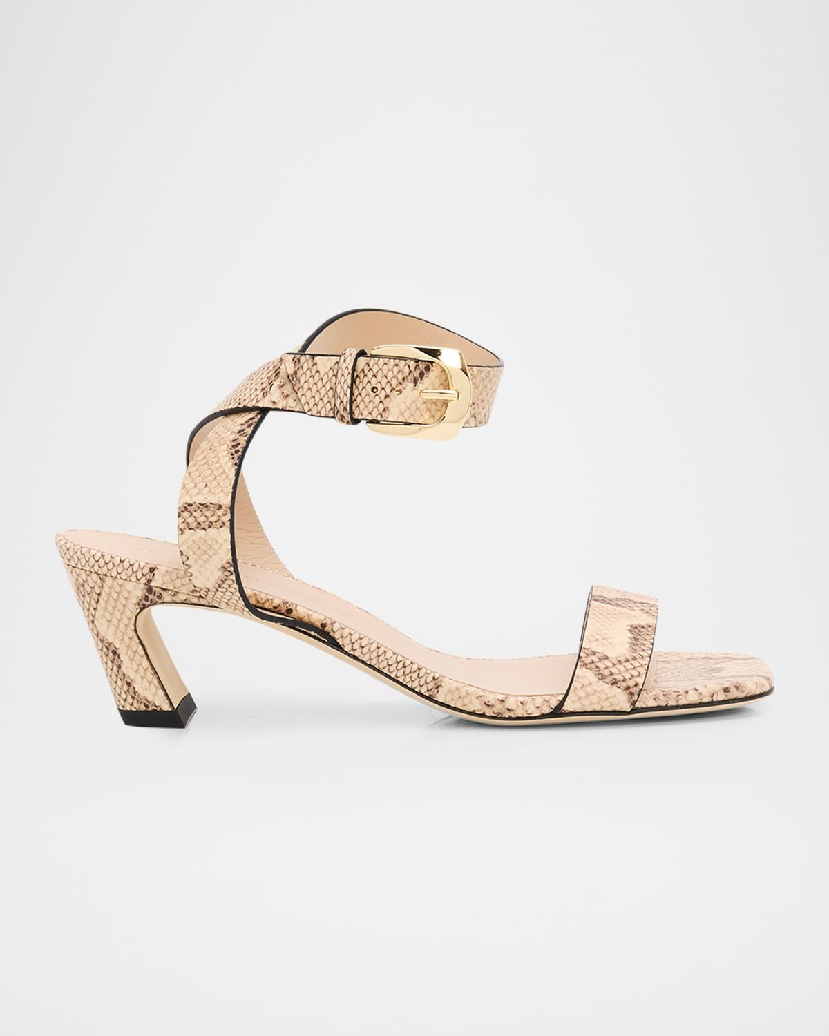 50mm Sai Snake-Embossed Leather Ankle-Strap Sandals