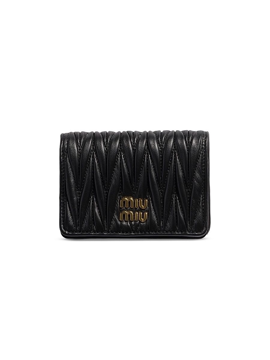 Women's Small Matelassé Nappa Leather Wallet - Black