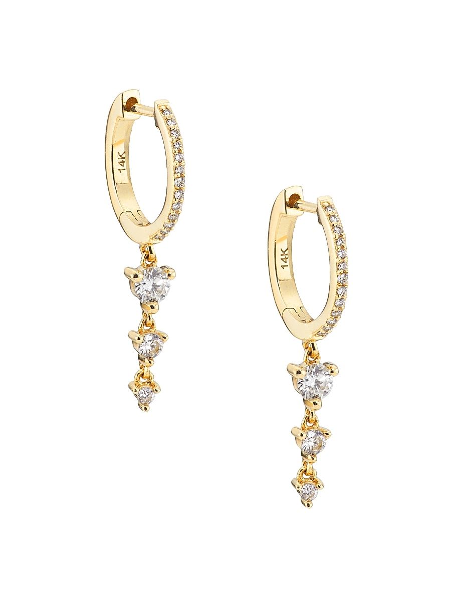 Women's 14K Yellow Gold & 0.30 TCW Diamond Drop Earrings - Yellow Gold