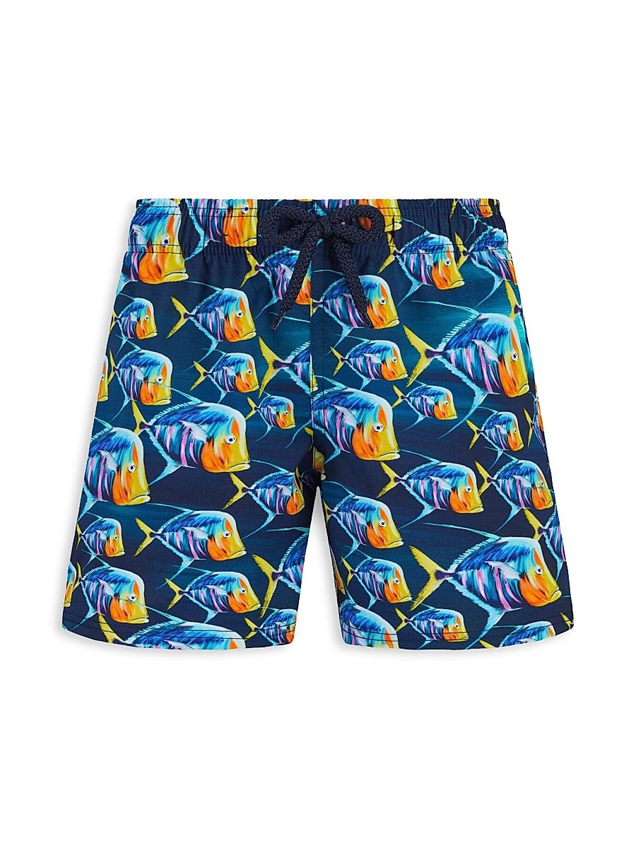 Little Boy's & Boy's Piranha Print Swim Trunks - Bleu Marine - Size 4