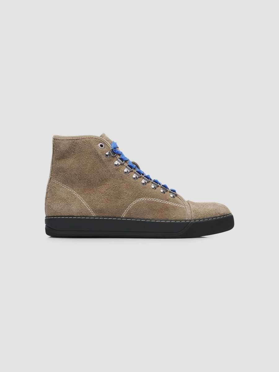 Lanvin Men's DBB1 Suede High-Top Sneakers - Dark Beige - Size 9