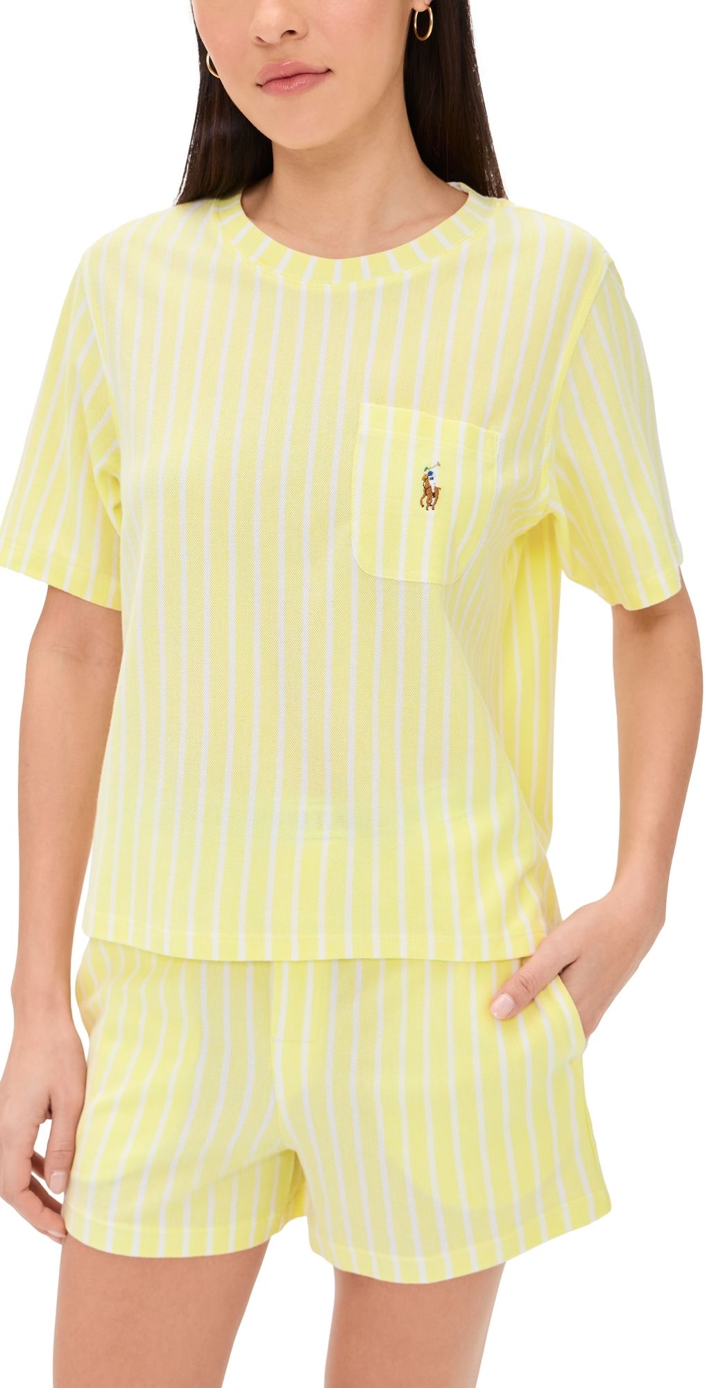 Polo Ralph Lauren Short Sleeve Short Set White Cloud/Lemon Verbena M