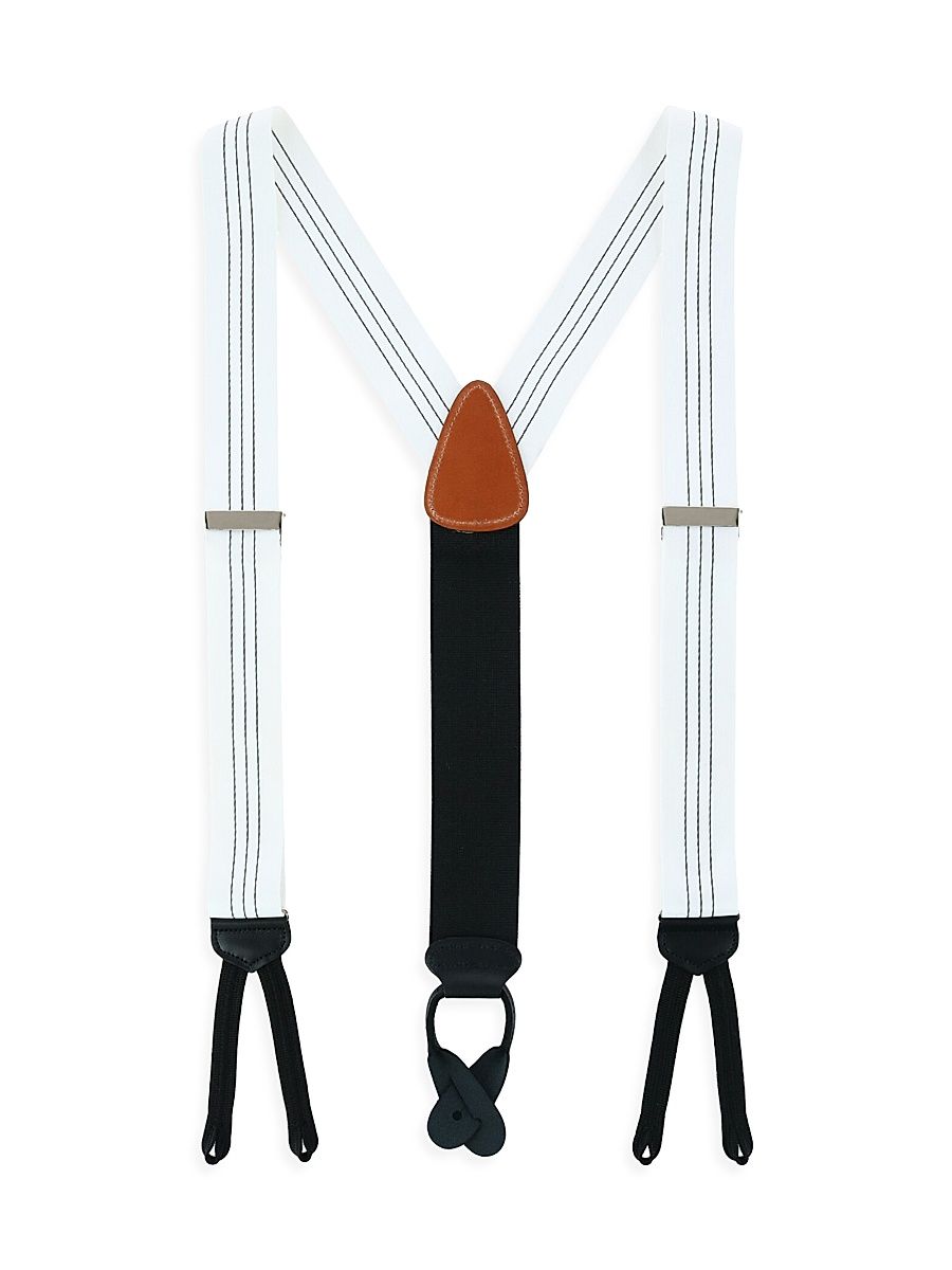 Men's Fredrick Center Stripe Suspenders - White