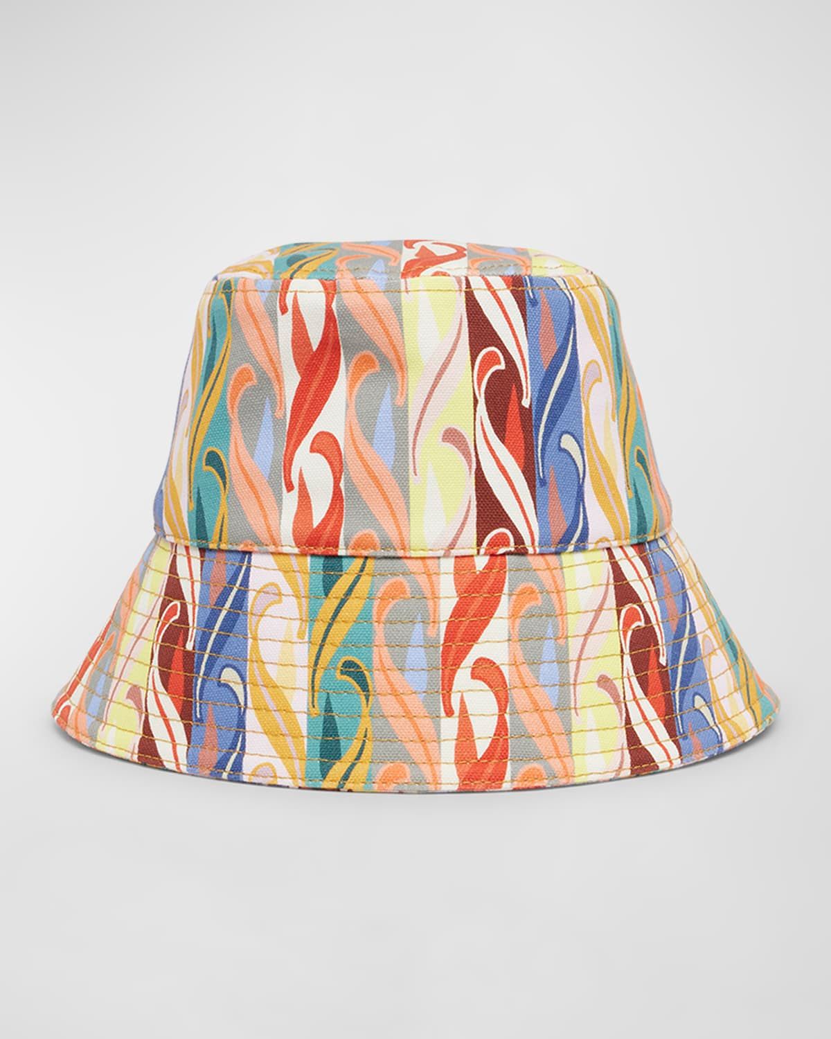 Multicolor Print Canvas Bucket Hat