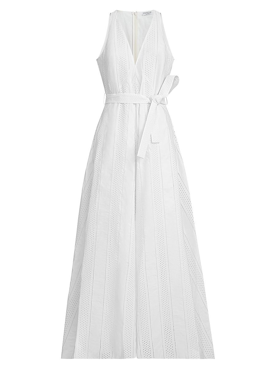 Women's Techno Cotton Poplin Broderie Anglaise Dress - White - Size XXL