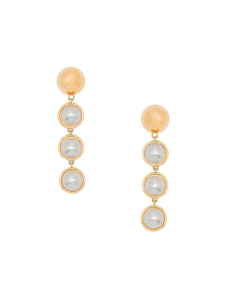 Women's Goldtone Faux-Pearl Sphere Drop Earrings - Pearl