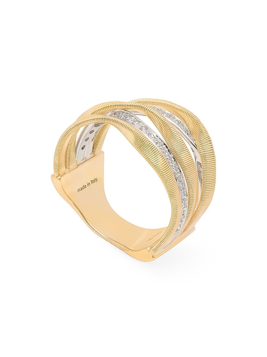 Women's Marrakech Two-Tone 18K Gold & 0.3 TCW Diamond 5-Strand Ring - Yellow Gold - Size 7