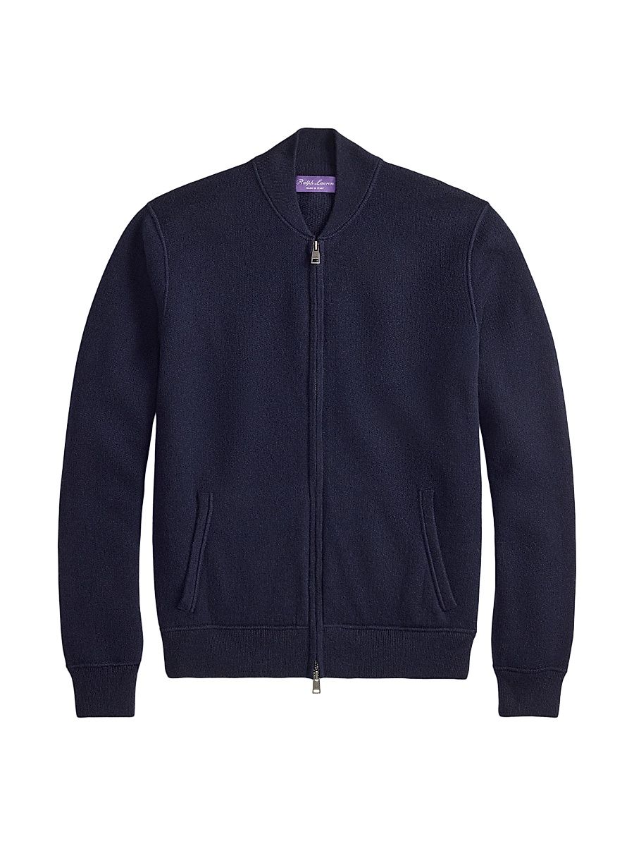 Men's Cashmere Terry Knit Jacket - Dark Navy - Size XXL