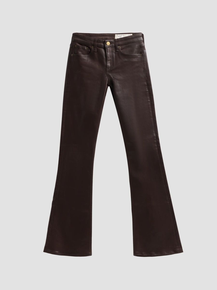 rag & bone Women's Flexi Kinsley Low-Rise Full Bootcut Jeans - Coated Brown - Size 23