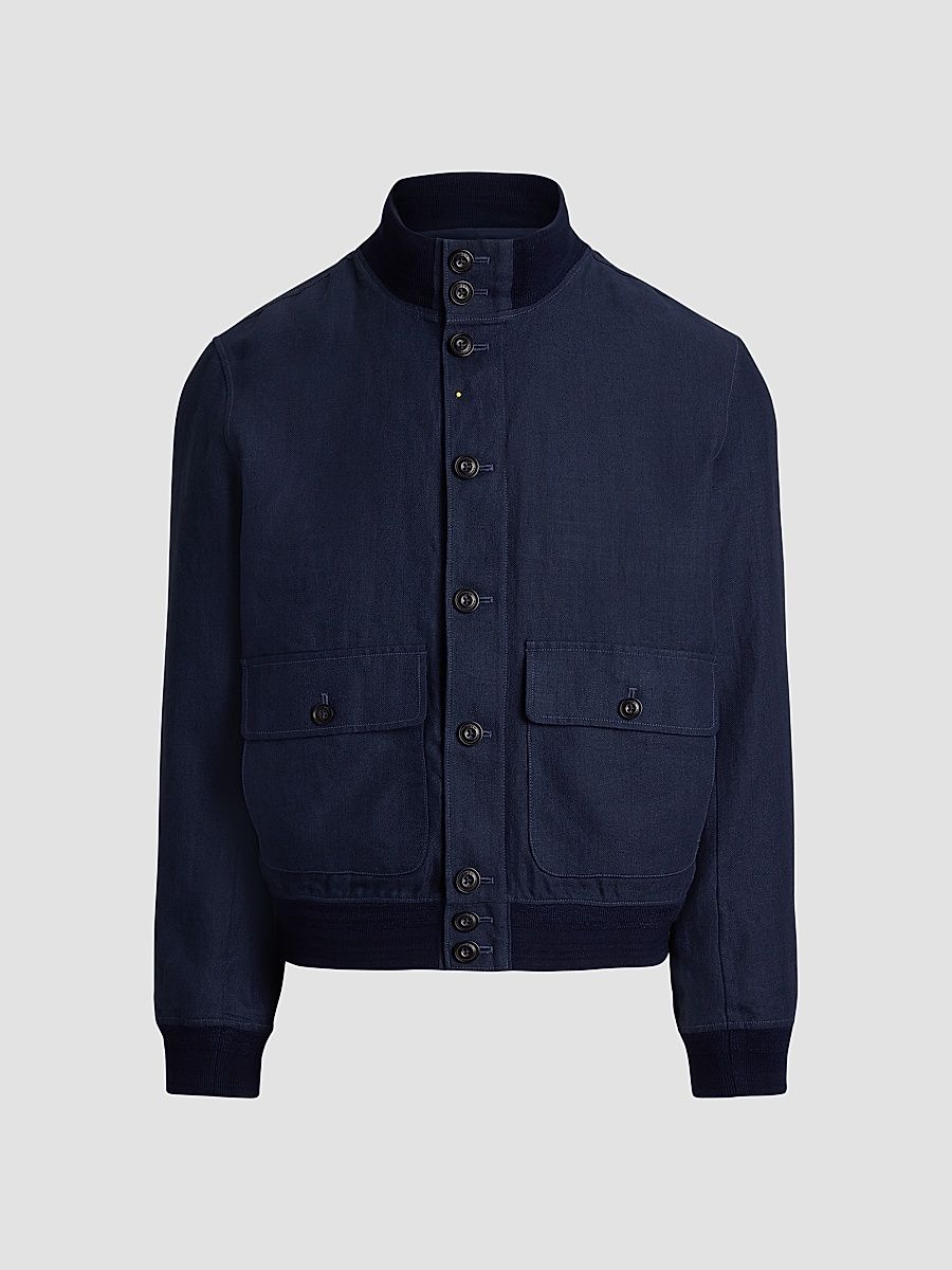 Men's Herringbone Linen Jacket - Refined Navy - Size XXL