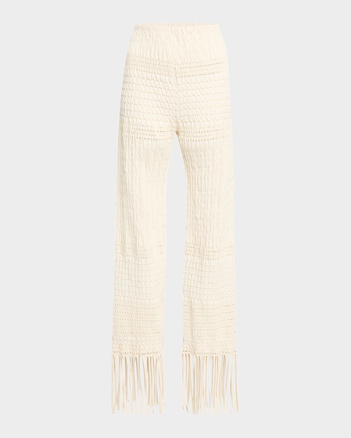 Miciel Woven Fringe Seersucker Pants