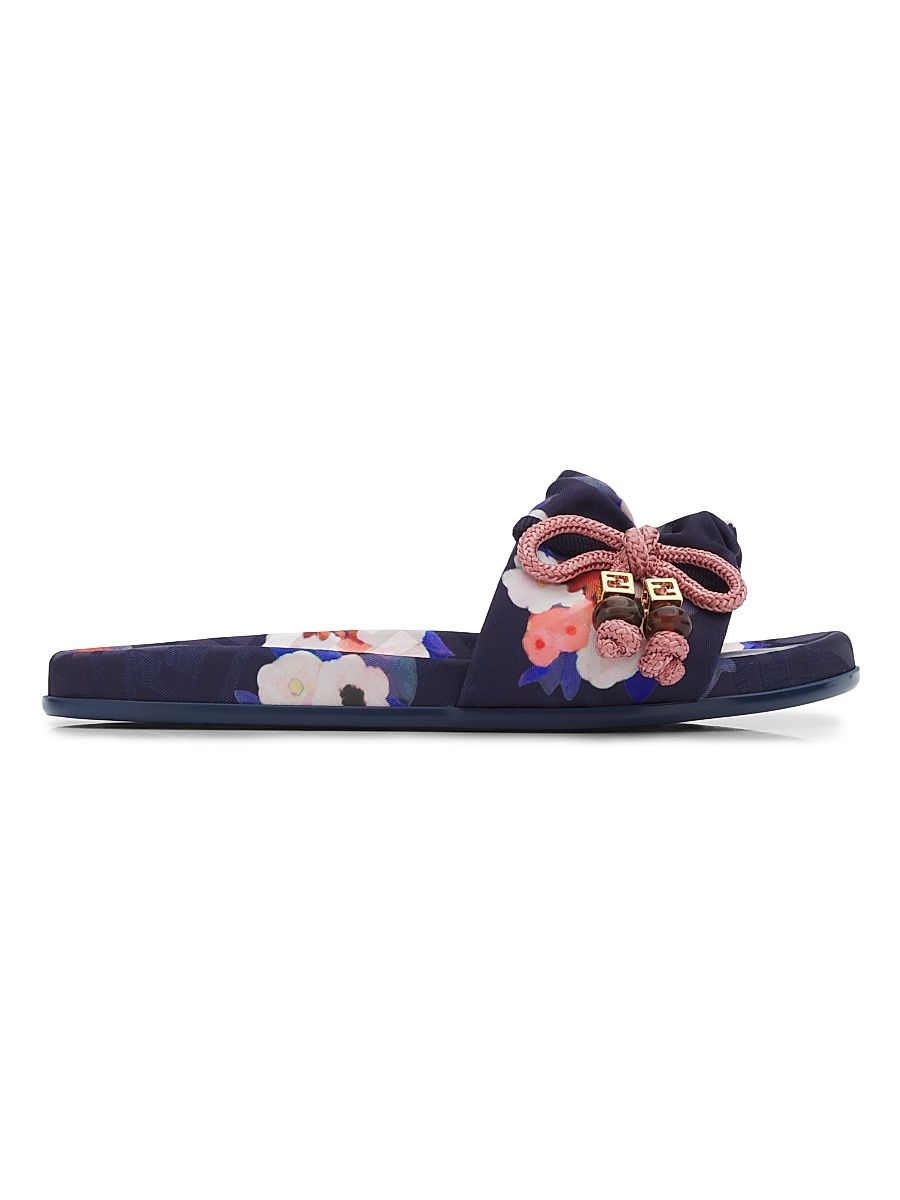 Women's Feel FF Jacquard Satin Slides - Mediterran Multicolor - Size 11.5 Sandals