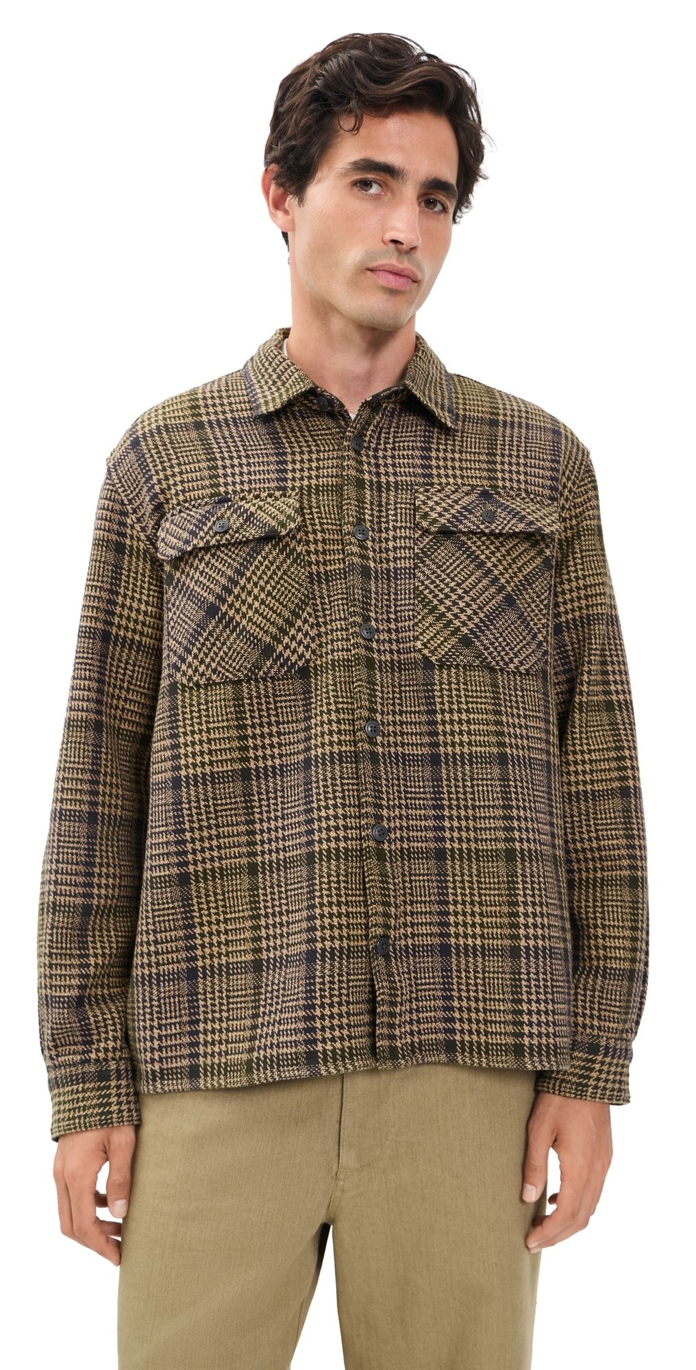 Barbour Millom Relaxed Houndstooth Shirt Olive XXL