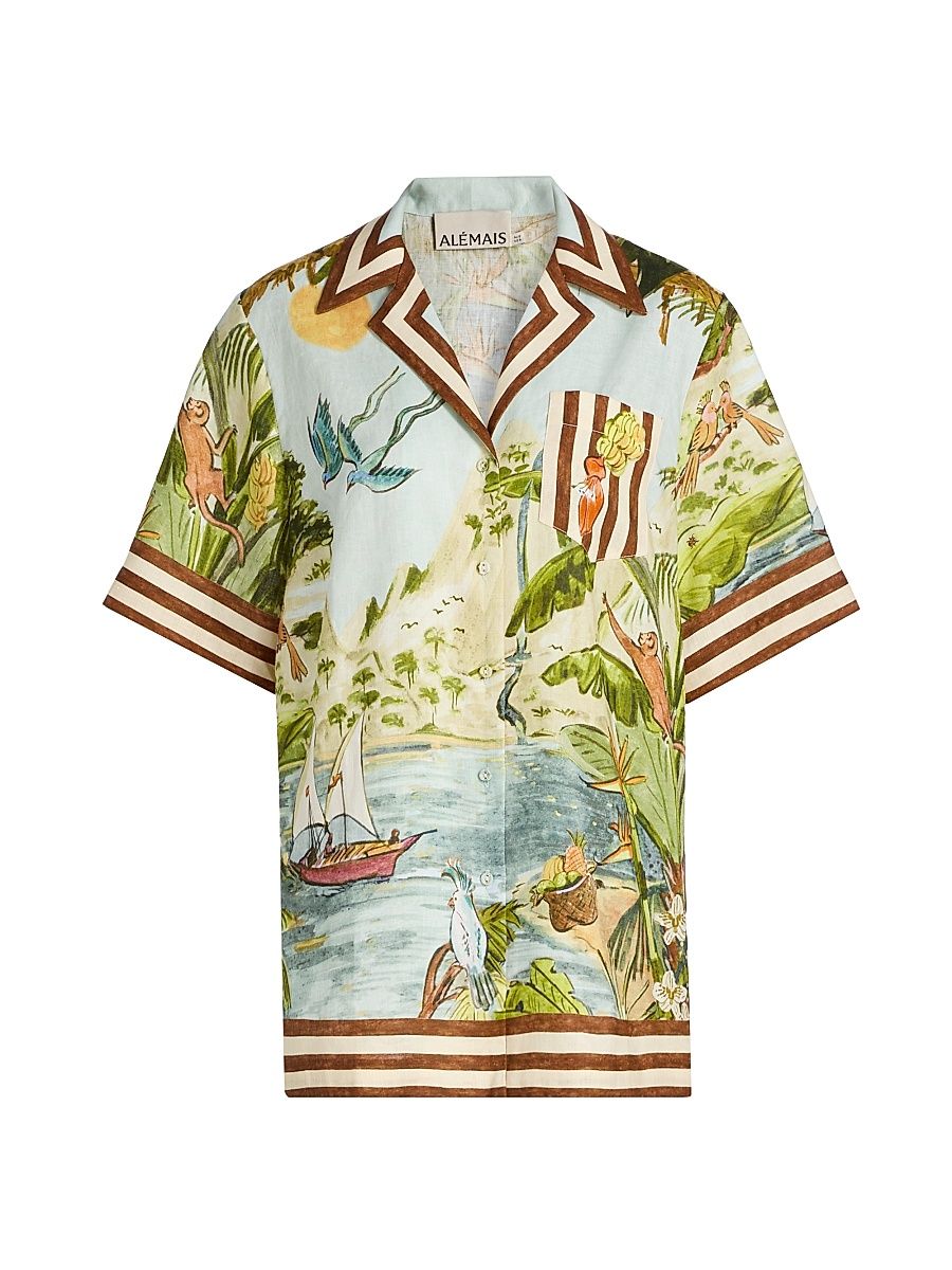 Women's Toucan Tango Linen Short-Sleeve Shirt - Size 8