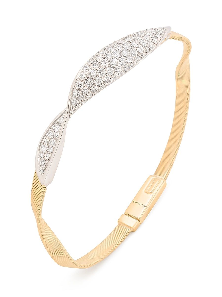 Women's Marrakech 18K Yellow & White Gold & 1.37 TCW Diamond Pavé Crossover Bracelet - Yellow Gold