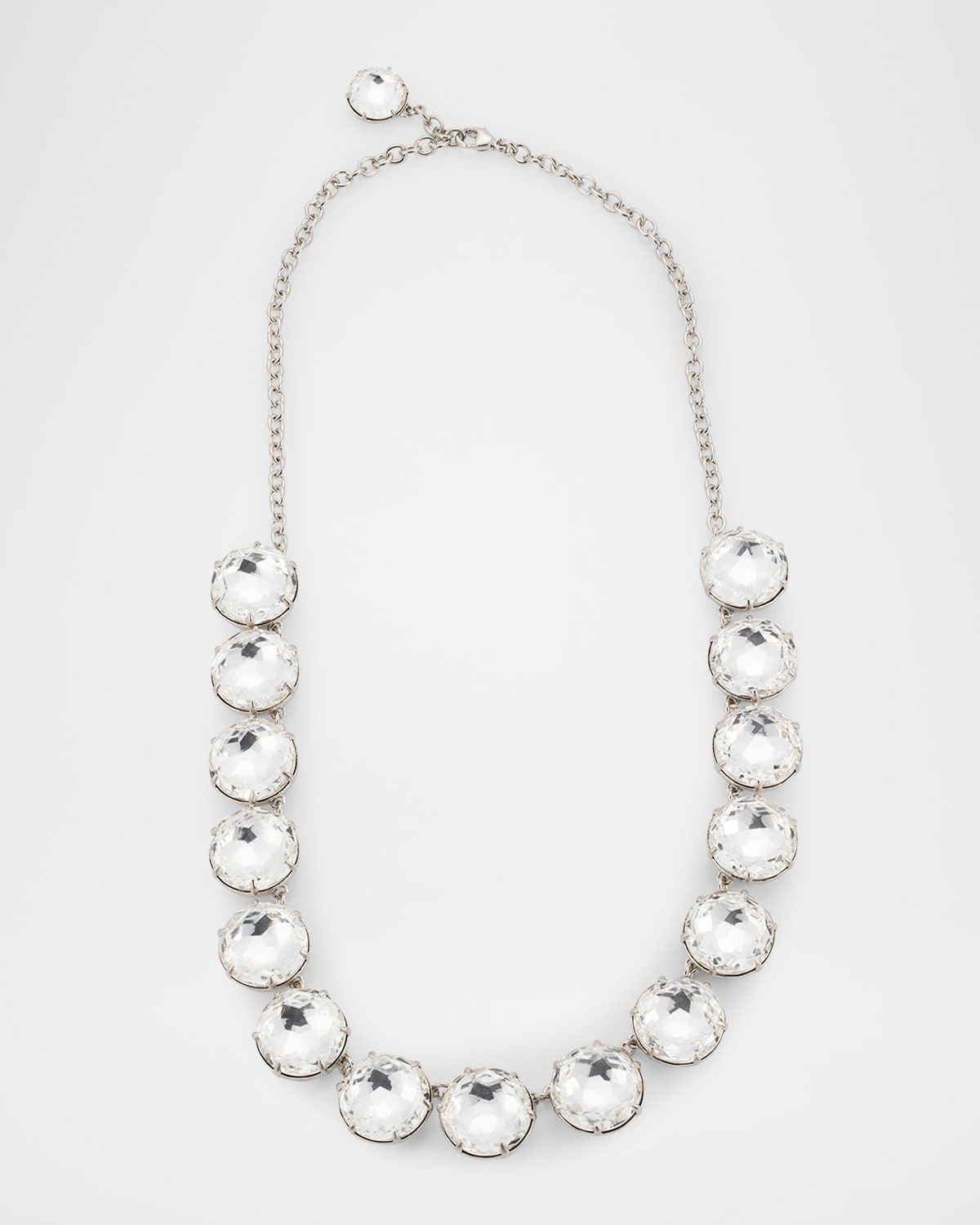 Round Stone Necklace with Prongs, Silver