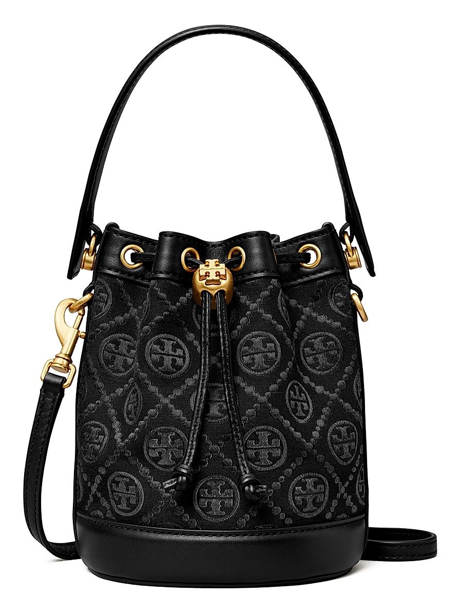Tory Burch Women's Mini T Monogram Bucket Bag - Black