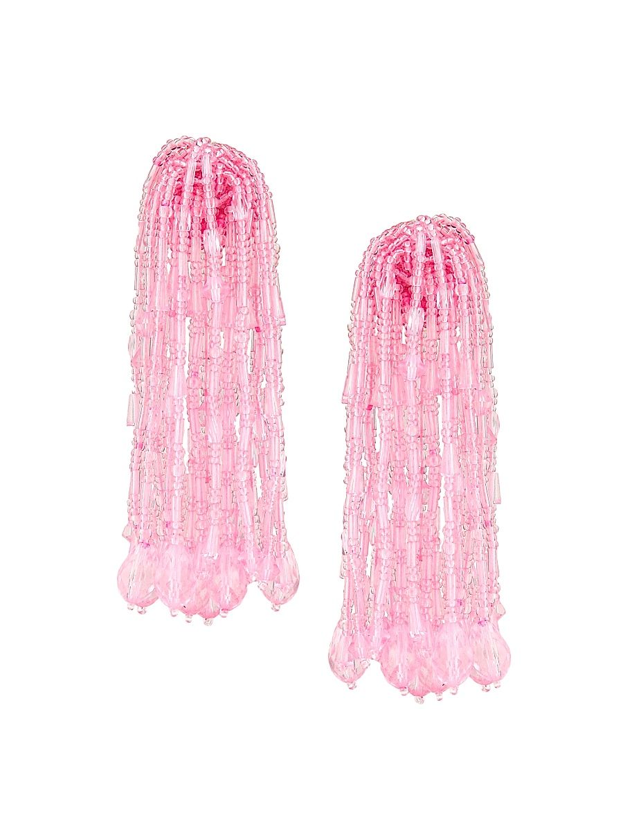 Women's Pompon Goldtone & Glass Beaded Clip-On Tassel Earrings - Rose