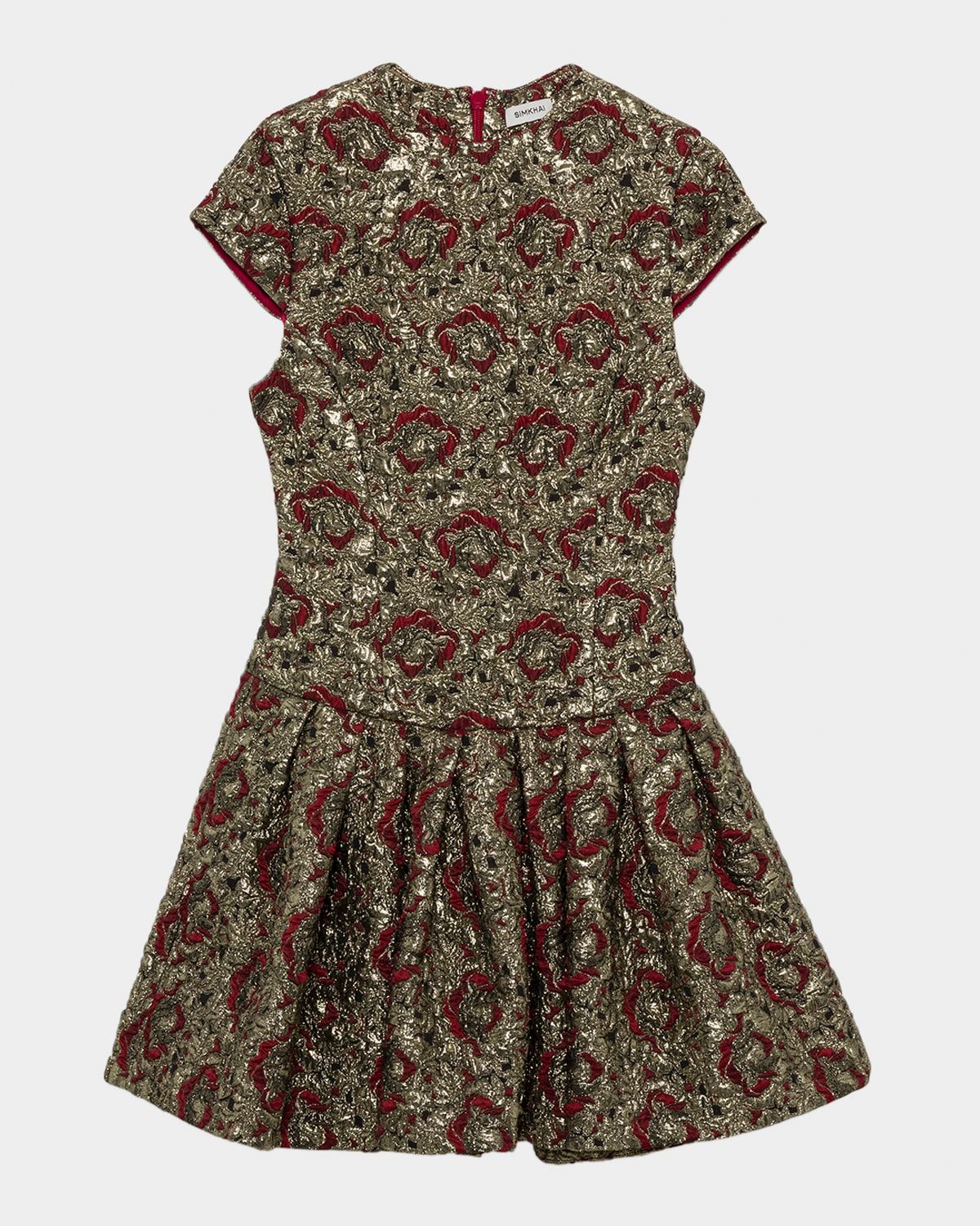 Elowen Short-Sleeve Fit & Flare Jacquard Mini Dress