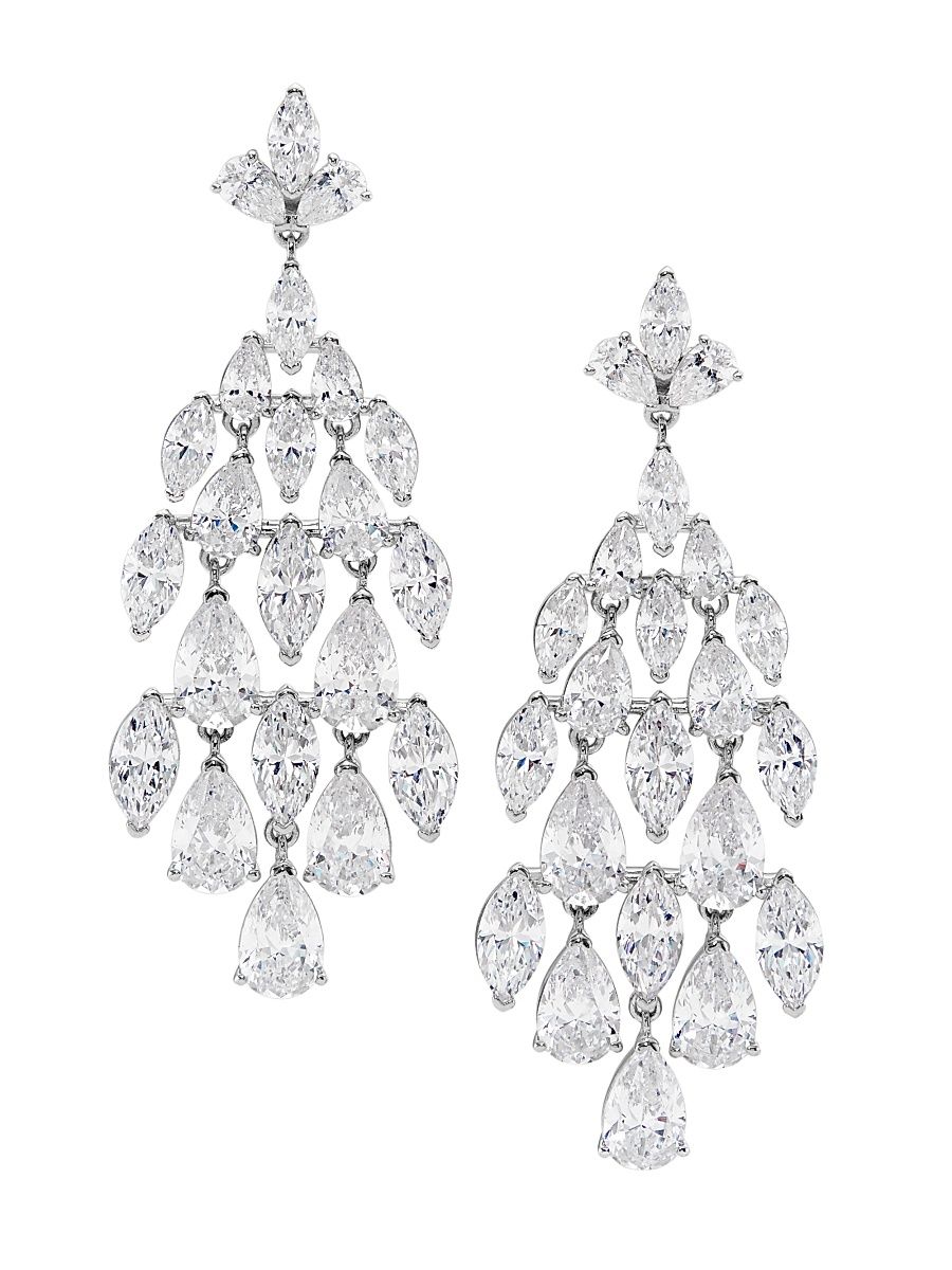 Women's Feliz Kite Sterling SIlver & Cubic Zirconia Chandelier Drop Earrings - Silver