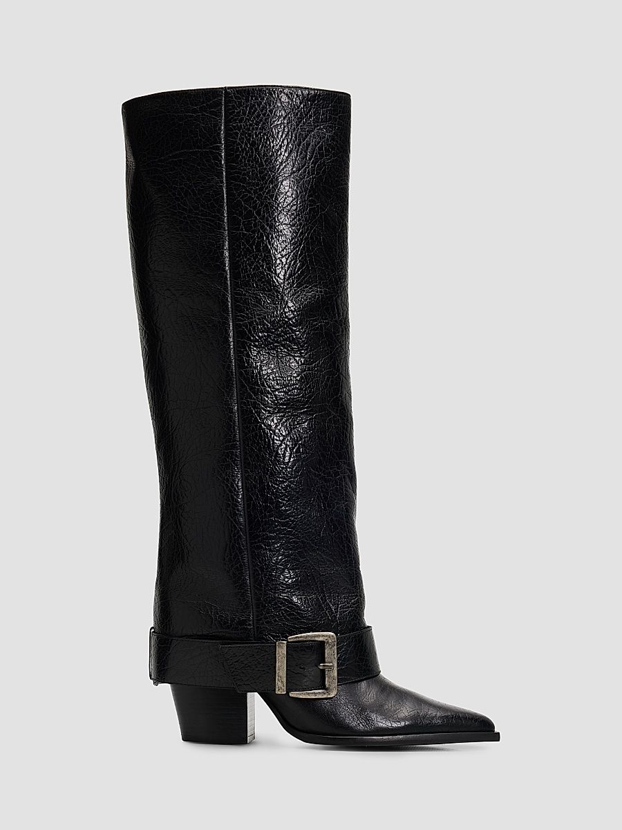 Women's Parker Up 85MM Leather Boots - Black - Size 9