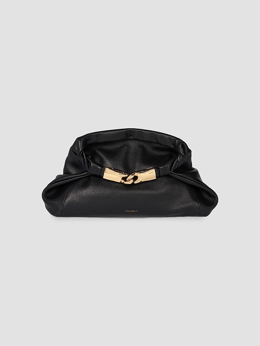 Balmain Women's Dinner At 8 Small Leather Clutch - Noir