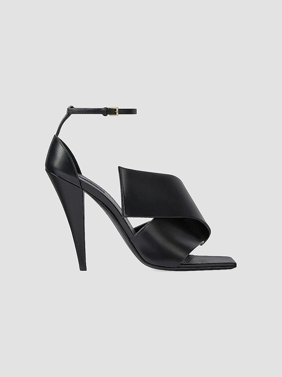 Givenchy Women's Sliced Square Heeled Sandals in Leather - Black - Size 10