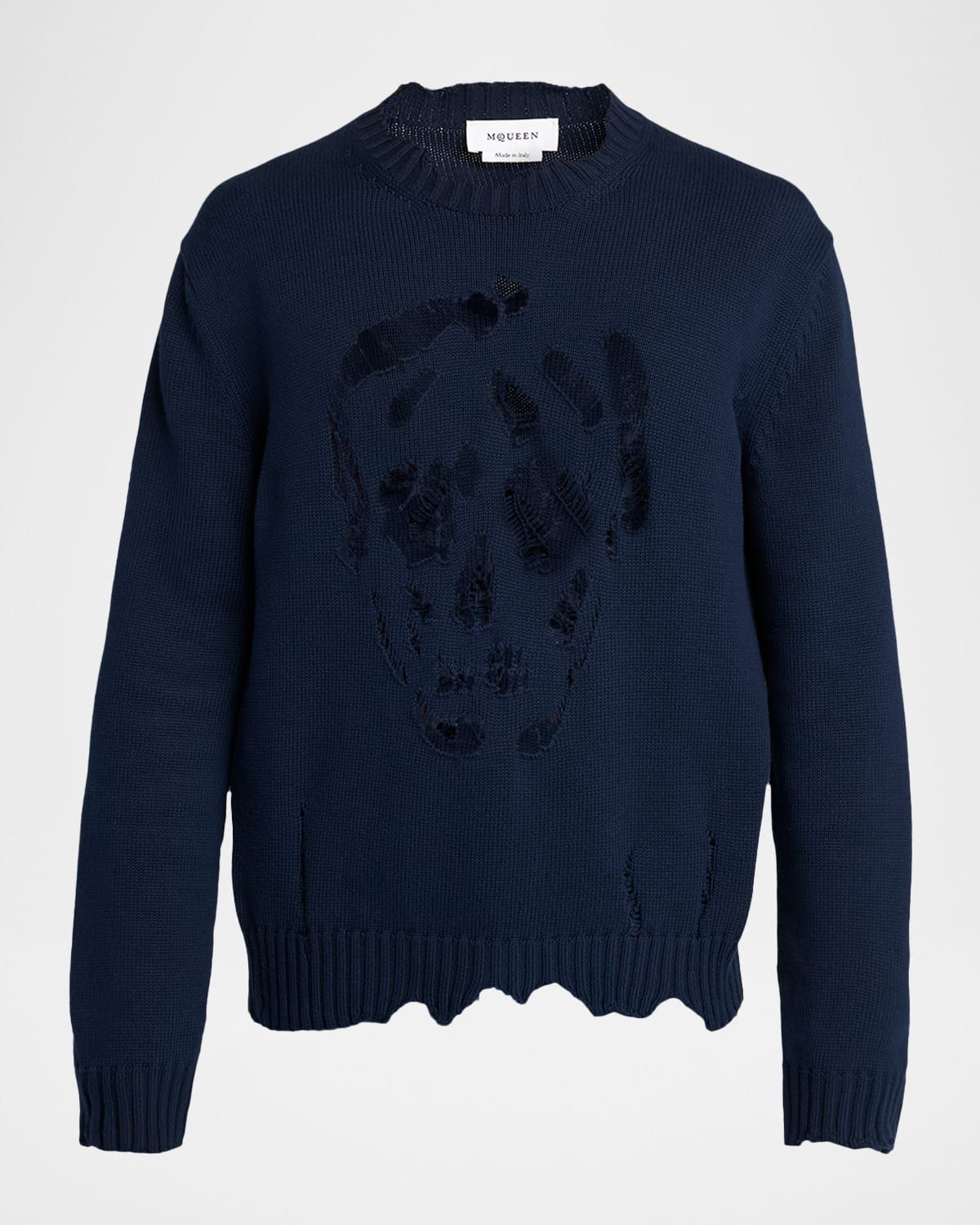Men & apos;s Men & apos;s Distressed Skull Cotton Crewneck Sweater