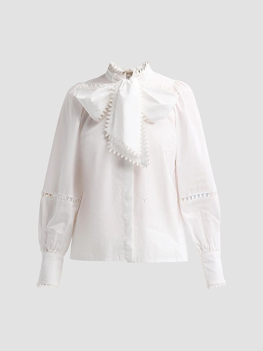 Maison Common Women's Embroidered Cotton Blouse - White - Size 16