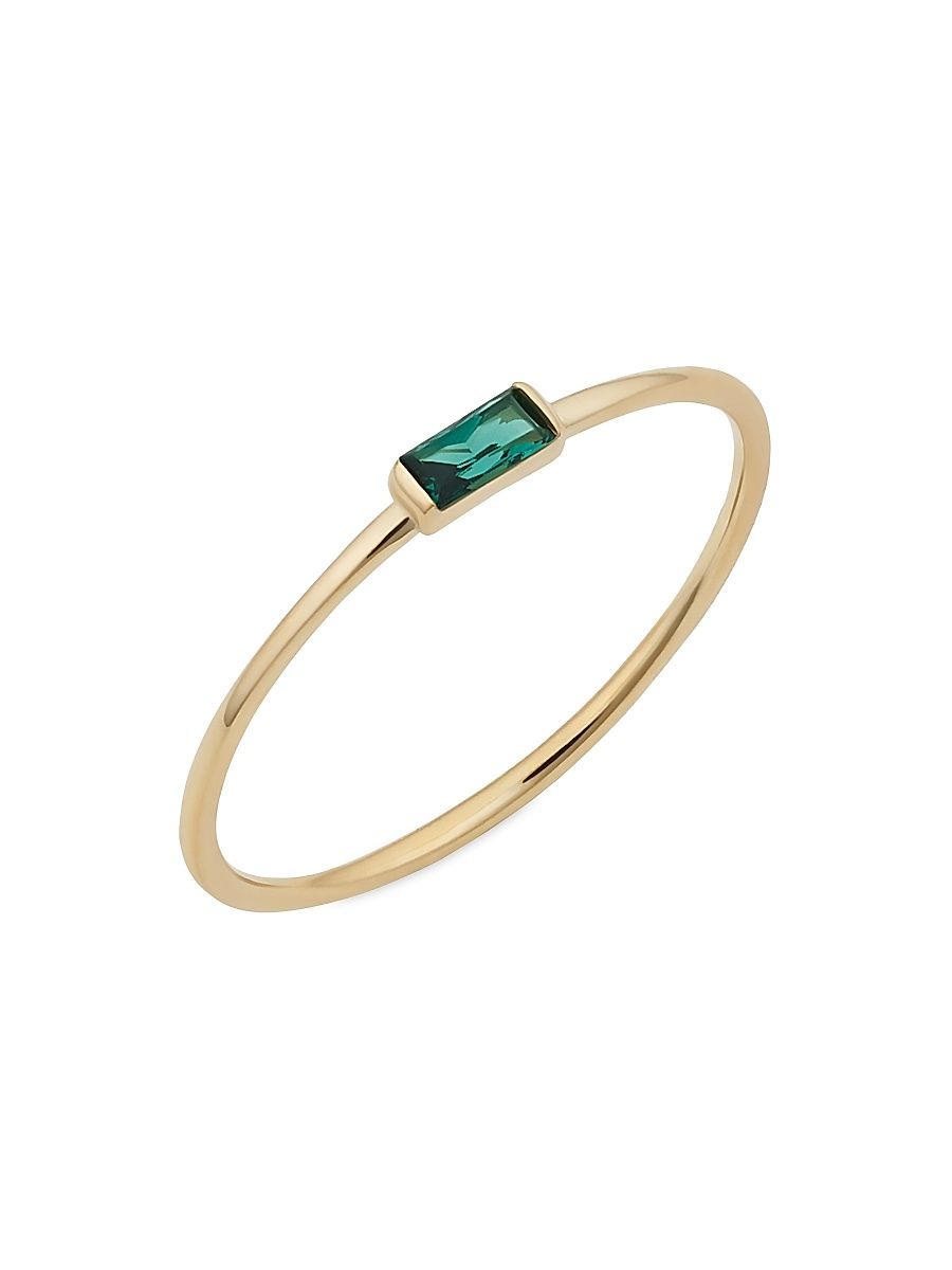 Women's 14K Yellow Gold, Fresco Baguette Ring - Sea Green - Size 6