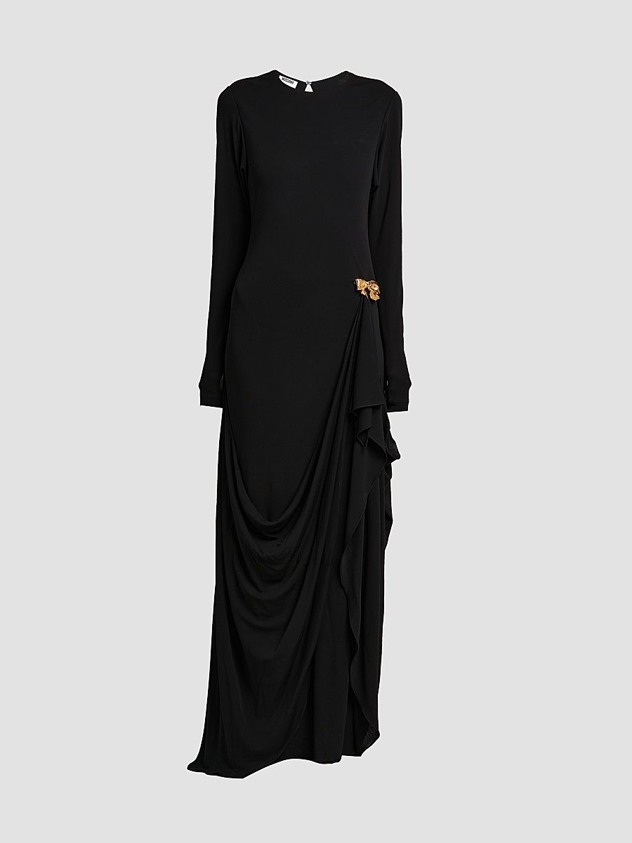Women's Bow Draped Maxi Dress - Black - Size 2